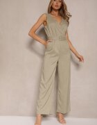 j&x Salopetă Verde deschis cu pantaloni lungi tip plic cu cordon în talie Ronasia