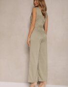 j&x Salopetă Verde deschis cu pantaloni lungi tip plic cu cordon în talie Ronasia