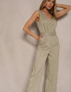 j&x Salopetă Verde deschis cu pantaloni lungi tip plic cu cordon în talie Ronasia