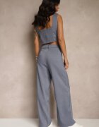 j&x Set Albastru Top decorat cu nasturi și Pantaloni largi Liracelle