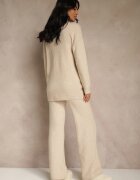 j&x Set bej cu lână și bumbac Pantaloni largi și Pulover cu croială lungă Reilissa