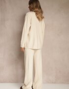 j&x Set Bej deschis din tricot cu bumbac Pantaloni Cardigan și Tricou cu guler înalt Ralonia