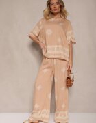 j&x Set bej Oversize cu Bluză și Pantaloni largi în stil Boho Ronivara