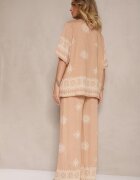 j&x Set bej Oversize cu Bluză și Pantaloni largi în stil Boho Ronivara