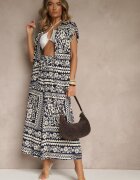 j&x Set Bleumarin cu Vâscoză cu Imprimeu Floral Cămașă și Pantaloni Sonelienna