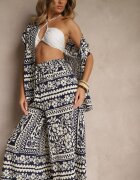 j&x Set Bleumarin cu Vâscoză cu Imprimeu Floral Cămașă și Pantaloni Sonelienna