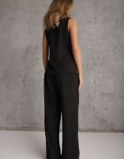 j&x Set Bogat în bumbac cu vestă cu nasturi decorativi și pantaloni Helloris Negru
