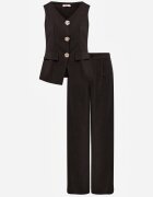j&x Set Bogat în bumbac cu vestă cu nasturi decorativi și pantaloni Helloris Negru