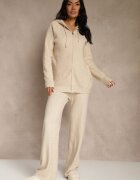 j&x Set de Trening Tricotat Bej cu Lână Hanorac și Pantaloni Essana