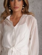 j&x Set din Tencel pentru vară: rochie pe bretele și cămașă transparentă Merea Alb