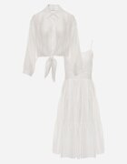 j&x Set din Tencel pentru vară: rochie pe bretele și cămașă transparentă Merea Alb