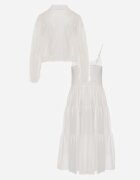 j&x Set din Tencel pentru vară: rochie pe bretele și cămașă transparentă Merea Alb