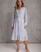 j&x Set din Tencel pentru vară: rochie pe bretele și cămașă transparentă Merea Albastru