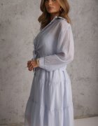 j&x Set din Tencel pentru vară: rochie pe bretele și cămașă transparentă Merea Albastru