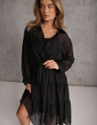 j&x Set din Tencel pentru vară: rochie pe bretele și cămașă transparentă Merea Negru