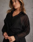 j&x Set din Tencel pentru vară: rochie pe bretele și cămașă transparentă Merea Negru