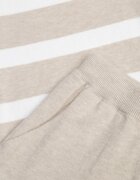 j&x Set din tricot cu bumbac pulover în dungi cu nasturi decorativi și pantaloni Yatis Bej