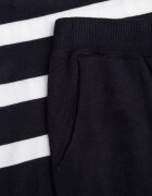 j&x Set din tricot cu bumbac pulover în dungi cu nasturi decorativi și pantaloni Yatis Bleumarin
