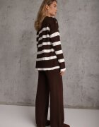 j&x Set din tricot cu bumbac pulover în dungi cu nasturi decorativi și pantaloni Yatis Maro
