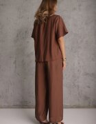 j&x Set din viscoză: cămașă și pantaloni cu aplicații croșetate Urasen Maro