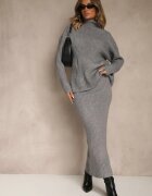 j&x Set Gri din tricot cu lână reiat Maletă și Fustă creion Falirea