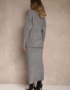 j&x Set Gri din tricot cu lână reiat Maletă și Fustă creion Falirea