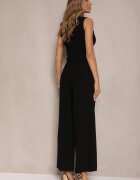 j&x Set Negru De Costum din In și Viscoză Vestă și Pantaloni Largi Evialora