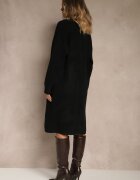 j&x Set Negru Tricotat cu Lână Rochie Rebrată și Cardigan Lung Falonessa