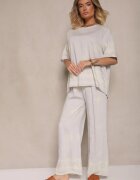 j&x Set Oversize Gri deschis cu Bluză și Pantaloni largi stil Boho Ronivara