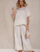 j&x Set Oversize Gri deschis cu Bluză și Pantaloni largi stil Boho Ronivara