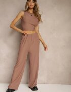 j&x Set reiat maro Top ajustat și Pantaloni largi Miraselia