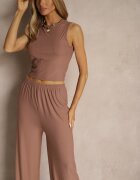 j&x Set reiat maro Top ajustat și Pantaloni largi Miraselia