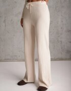 j&x Set tricotat cu bumbac în dungi format din tunică-sweater și pantaloni Ovattea Bej