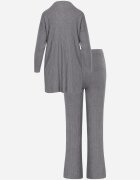 j&x Set tricotat cu bumbac în dungi format din tunică-sweater și pantaloni Ovattea Gri