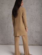 j&x Set tricotat cu bumbac în dungi format din tunică-sweater și pantaloni Ovattea Maro