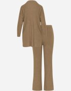 j&x Set tricotat cu bumbac în dungi format din tunică-sweater și pantaloni Ovattea Maro