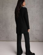 j&x Set tricotat cu bumbac în dungi format din tunică-sweater și pantaloni Ovattea Negru