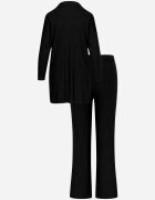 j&x Set tricotat cu bumbac în dungi format din tunică-sweater și pantaloni Ovattea Negru