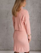 j&x Set tricotat cu dungi cu lână și bumbac cu guler înalt și rochie bodycon Mirrela Roz