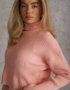j&x Set tricotat cu dungi cu lână și bumbac cu guler înalt și rochie bodycon Mirrela Roz