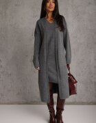 j&x Set tricotat cu lână și bumbac rochie cu decolteu în V și cardigan lung Veolara Bej Gri