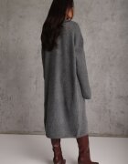 j&x Set tricotat cu lână și bumbac rochie cu decolteu în V și cardigan lung Veolara Bej Gri