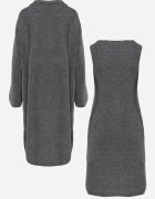 j&x Set tricotat cu lână și bumbac rochie cu decolteu în V și cardigan lung Veolara Bej Gri