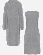 j&x Set tricotat cu lână și bumbac rochie cu decolteu în V și cardigan lung Veolara Bej Gri deschis