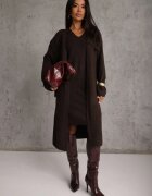 j&x Set tricotat cu lână și bumbac rochie cu decolteu în V și cardigan lung Veolara Bej Maro