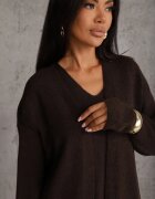 j&x Set tricotat cu lână și bumbac rochie cu decolteu în V și cardigan lung Veolara Bej Maro
