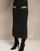 j&x Set tricotat gri din bumbac Cardigan și Fustă Derrive