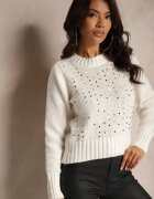 j&x Sweter Casual Bej deschis cu Bumbac și Paiete Savintha