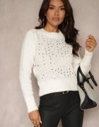 j&x Sweter Casual Bej deschis cu Bumbac și Paiete Savintha