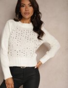 j&x Sweter Casual Bej deschis cu Bumbac și Paiete Savintha